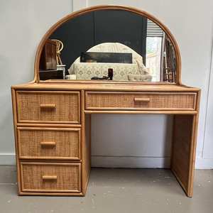 Rattan makeup <b>table</b> handcrafted vanity desk <b>dressing</b> mirror <b>tables</b> bedroom furniture for girls - Product Image 4