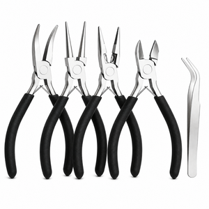 MANAN INSTRUMENTS Stainless Steel Jewelry Pliers Set <b>Black</b> Handles for DIY Crafting Tools 5 Pieces Including Tweezers for <b>Ring</b> - Product Image 4