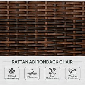 Sedia da Patio Adirondack in Rattan Bianco Crema con Cuscini Morbidi e Schienale Alto Curvo per Terrazza e Giardino in Resina PE Impilabile - Product Image 4