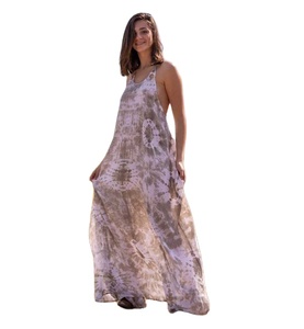 Summer Vacation Long Tie Dye Maxi Dress Col rond Sans manches Boho Wrap Loose Fitting Beach Wear Maxi pour les femmes OEM ODM - Product Image 1