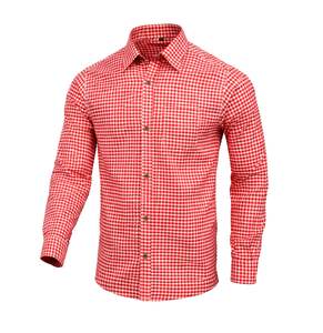 เสื้อเชิ้ตบาวาเรียนสีแดงสำหรับผู้ชาย เทศกาลอ็อกโทเบอร์เฟสต์ ผ้าฝ้าย แขนยาว ไซส์ S ถึง 4XL - Product Image 1