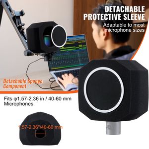 Sfera di isolamento per microfono in schiuma acustica densa, protezione antivento a due strati, filtro antipop, compatibile con microfoni da 1,57 pollici, accessorio - Product Image 3