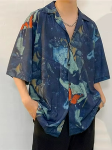 Camisa Blusa Vintage de Verano para Hombre, de Secado Rápido, Transpirable, con Estampado Tie-Dye, Antiarrugas, de Manga Corta, con Estampado de Piel de Serpiente, Hawaiana, de Poliéster - Product Image 3