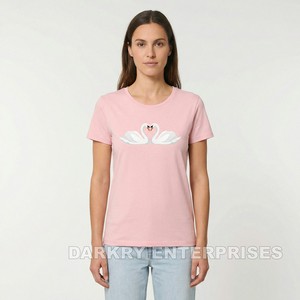 Fabricante de Camisetas Personalizadas para Mujer, Camiseta con Estampado de Corazón de Mariposa Blanca, Proveedor OEM, MOQ Pequeño, Camiseta de Algodón de Moda para Mujer - Product Image 2