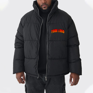 Blouson matelassé décontracté pour hommes de haute qualité, coupe-vent, col montant, fermeture éclair, avec impression de logo personnalisée - Product Image 4