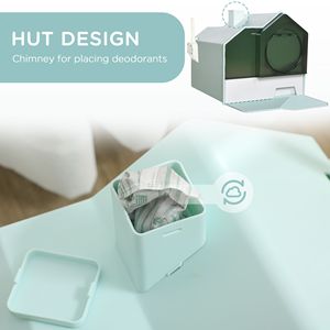 Lettiera per Gatti con Coperchio Blu Chiaro e Tappetino Raccogli Particelle, Accessori Inclusi - Product Image 3
