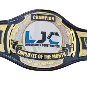 Ceinture de champion du mois pour les employés de la construction Lyndon Jones, qualité supérieure, sangle noire, design plaqué or - Product Image 5