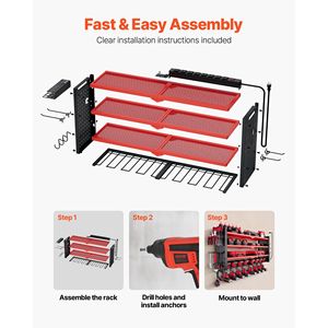 Organizzatore per Utensili a 4 Livelli con 8 Supporti, Stazione di Ricarica a Parete per Garage - Product Image 6