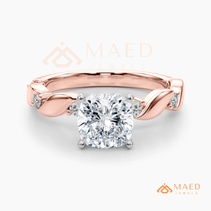 Bague de fiançailles en moissanite taille coussin or rose, diamant de laboratoire, bijoux de mariée pour femme, États-Unis - Product Image 5