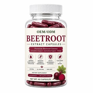 OEM Beetroot Extract 500mg Capsules Natural Beetroot Supplement for <b>Support</b> or Heart Health, Blood Flow and <b>Athletic</b> Endurance - Product Image 1