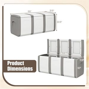 80 Gallon Extra <b>Large</b> Deck <b>Storage</b> <b>Box</b> Waterproof Gray PP with <b>Lockable</b> Lid for Outdoor Deck <b>Storage</b> - Product Image 4