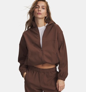 Conjunto de Chaqueta Cortavientos con Capucha para Mujer, Color Marrón, Manga Larga, Cierre de Cremallera, Ligero, de Poliéster, Informal, para Primavera - Product Image 5