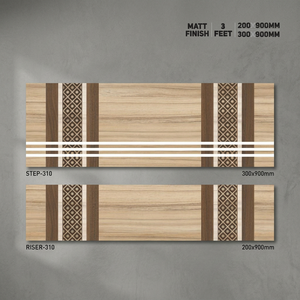 Onyx And Dark Emperador Glazed Porcelain Step Riser <b>Tiles</b> 1200x300mm And 1200x200mm Luxury Hotel Marble Stair Treads - Product Image 2