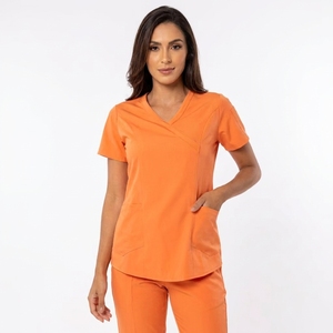 Conjunto de Uniforme Médico con Cuello en V Color Naranja, Uniforme de Hospital Unisex, Traje de Enfermera de Manga Corta, Personalizado OEM - Product Image 1