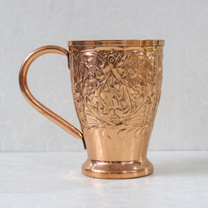 EVANA IMPEX Taza Moscow Mule de Cobre con Grabado Floral, Diseño para Restaurante y Bar, Vasos de Vino Martillados, Antiderrames, Duraderos - Product Image 2