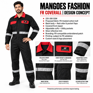 Combinaison de travail ignifuge avec logo personnalisé pour les opérateurs de centrales et le personnel des services publics, uniforme industriel 100% coton, multi-poches - Product Image 6
