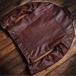Genuine Cowhide Leather Stand Collar Hooded Vintage <b>Jacket</b> for <b>Men</b> Autumn Thick Overcoat Multi-Pockets - Product Image 2