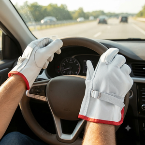 Premium Cowhide Grain Leather Anti-static Waterproof Breathable Flexible Adjustable Wristlet <b>Driver</b> <b>Gloves</b> Industrial Safety - Product Image 2
