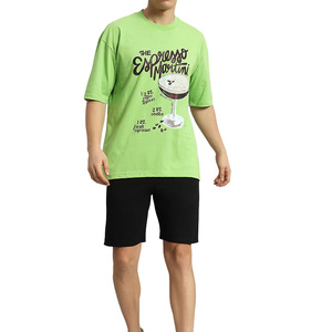 Nouvel ensemble d'été décontracté pour homme : T-shirt à manches courtes et short respirant 100 % coton, séchage rapide, motif uni, personnalisable - Product Image 3