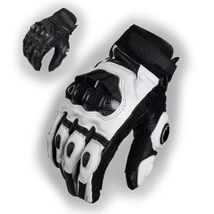 Guantes de carreras de cuero de dedo completo con correa de muñeca ajustable para montar al aire libre, para hombre, antideslizantes, con cierre de gancho y bucle - Product Image 3