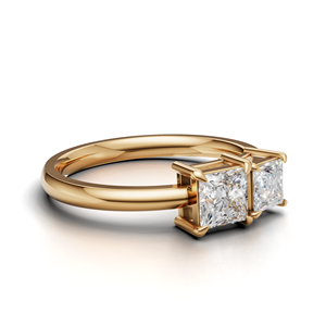 Anillo Toi Et Moi con diamante cultivado en laboratorio certificado por IGI, oro amarillo/blanco y rosa de 18 quilates, corte princesa, anillo de compromiso para mujer - Product Image 2