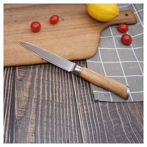 High Quality Damascus Camping Professional Kitchen <b>Utility</b> <b>Knife</b> with Plastic Handle and Leather Sheath - Product Image 3