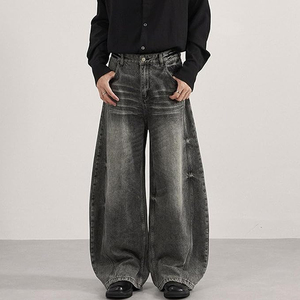 Pantalones de Mezclilla Negros para Hombre, Estilo Vintage, Holgados, Rectos, Tejido Sólido, Casuales, de Moda Urbana para Invierno - Product Image 2
