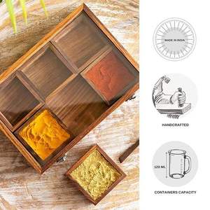 Rustic Kitchen <b>Herb</b> Storage Container Durable Natural Wood Masala Spice Tools Wood Spice <b>Box</b> Handmade Organizer 6 Compartments - Product Image 6