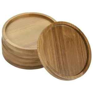 Round <b>Wooden</b> Coaster Set 300mm Diameter Non Slip <b>Mats</b> Pads 6mm Thick Solid Design <b>Table</b> Accessories - Product Image 3