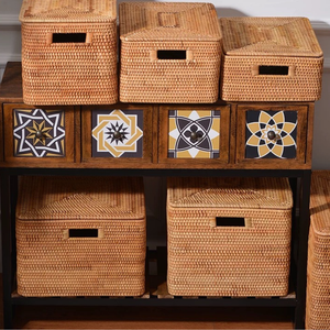 Cesta de Ratán Premium para Almacenamiento Decorativo, Fabricada con Ratán Natural y Bambú Ecológico de Vietnam - Product Image 3