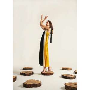 Robe longue asymétrique pour femme, sans manches, color block, élégante, décontractée, pour soirée, pour dames - Product Image 3