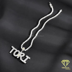Collar con Colgante de Letra Personalizada con Diamante Cultivado en Laboratorio de Primera Calidad, con Cadena de Cuerda y Piedras Brillantes - Product Image 6