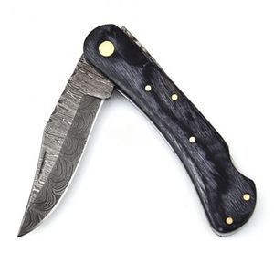 Couteaux de poche classiques faits à la main en acier Damas avec poignée en os lisse, rivets décoratifs en laiton et lame pliante pour la chasse et le camping - Product Image 3
