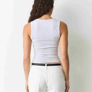 Camisetas deportivas transpirables para mujer, anti-pilling, 100% algodón jersey, con cuello redondo, para gimnasio, fitness, yoga, camisetas de tirantes acanaladas para mujer - Product Image 2
