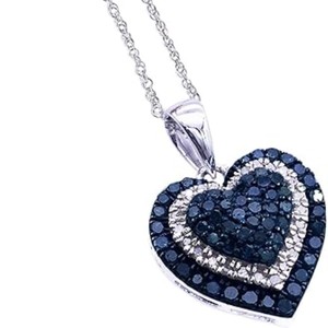 JEWELSPAARK 1.24 Cttw White Blue Natural Diamond <b>Heart</b>-<b>Shaped</b> Pendant Necklace for Women 925 Sterling Silver Rhodium Plated - Product Image 4