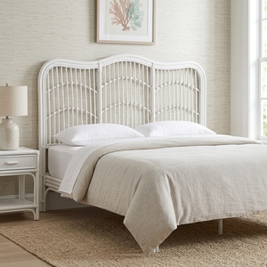 Nueva Base de Cama Moderna Minimalista Blanca con Cabecera Ondulada de Ratán, Mueble de Dormitorio Doble/Queen Ecológico de Madera Tapizado - Product Image 4