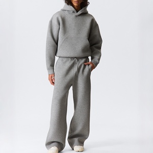 Custom Luxury Branded <b>Men</b> <b>Pullover</b> Hoodie Set High Quality 100% Cotton Sweatshirt Set Collar Oversized Tracksuits Streetwear - Product Image 1