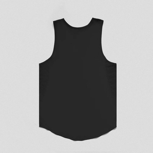 Men's Black Sleeveless <b>Tank</b> <b>Top</b> O-Neck Solid Breathable Knitted Custom Logo Front Printed Casual Style - Product Image 2