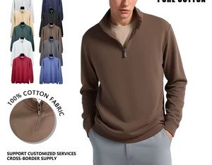 เสื้อฮู้ดซิป ¼ ซิปสำหรับผู้ชาย ผ้าฝ้ายฟลีซ 100% พิมพ์ลายโลโก้ตามสั่ง เป็นมิตรกับสิ่งแวดล้อม เสื้อผ้ากีฬาฤดูหนาว ทรงปกติ - Product Image 1