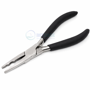 Pinzas de 6 pulgadas de acero inoxidable ligeras para extensiones de cabello, con mango negro clásico y aguja de tracción para un uso rápido y sencillo en salones de belleza. - Product Image 4