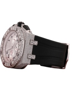Montre classique pour homme à quartz sertie de diamants VVS Moissanite, bracelet en caoutchouc noir et cadran arabe, montre de haute qualité - Product Image 3