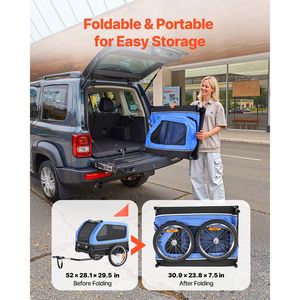 Remorque de vélo pliable pour chien, transporteur de vélo pour animaux de compagnie de petite et grande taille jusqu'à 88 lb, cadre à dégagement rapide - Product Image 6