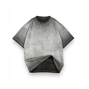 Premium 220 Grammes 100% Coton Oversize Sun Faded T-Shirt Vintage-Inspired Solid Acid Wash avec Logo Personnalisé pour Hommes - Product Image 1