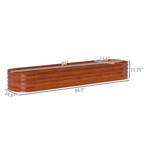 Kit Fioriera Rialzata Grande in Metallo Zincato 2,4m x 0,6m x 0,3m con Bordo di Sicurezza Marrone per Vasi e Fioriere - Product Image 3