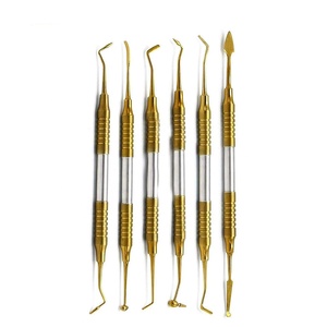 6 Pieces Double Ended Dental Composite Filling Instrument Gold Titanium Coated Restorati Hand Tools Set - Product Image 2