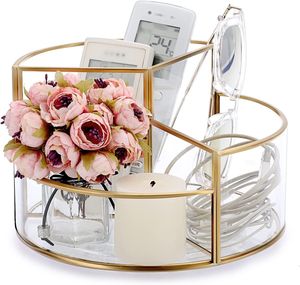 Fashionable Metal And Glass Cosmetic Storage Box For Lipsticks Brushes Skincare And Beauty Accessories - Product Image 1