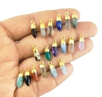 Dijes de Ópalo Rosa en Forma de Punta, Hechos a Mano, Ópalo Rosa Natural, Corte Facetado, Dijes en Forma de Bala, con Punta Electrochapada
