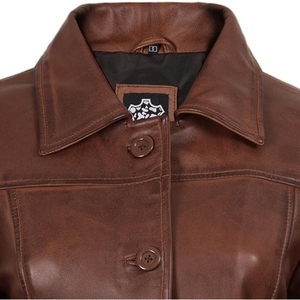 เสื้อโค้ทหนังแท้สำหรับผู้หญิง แบบยาวพิเศษ พรีเมียม แฟชั่นสั่งทำ ผู้ผลิตขายส่ง - Product Image 4