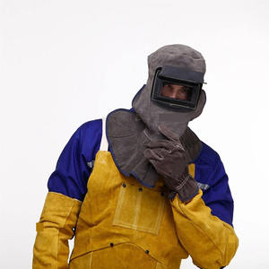 Leather Welding Hood Helmet Cow Split Leather Industrial Safety Working Cap Protective Jacket-<b>Style</b> <b>Head</b> Protection for Welders - Product Image 3
