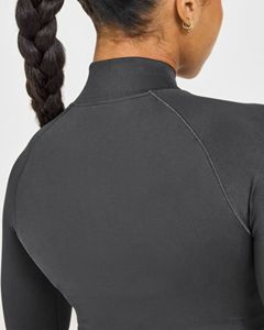 Chaqueta deportiva de yoga para mujer con cremallera completa, antiestática, con orificios para los pulgares, cuello alto, ajuste ceñido, para correr y gimnasio, venta al por mayor - Product Image 6